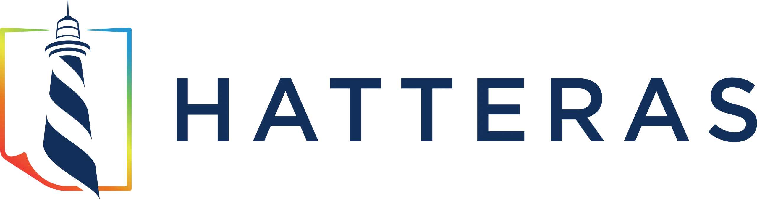 Logo with a dark blue lighthouse silhouette inside a rainbow gradient square, followed by the word SHATTERAS in blue text.